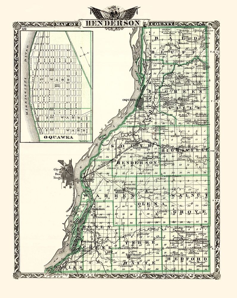 Henderson Illinois Landowner - Warner 1876 art print by Warner for $57.95 CAD