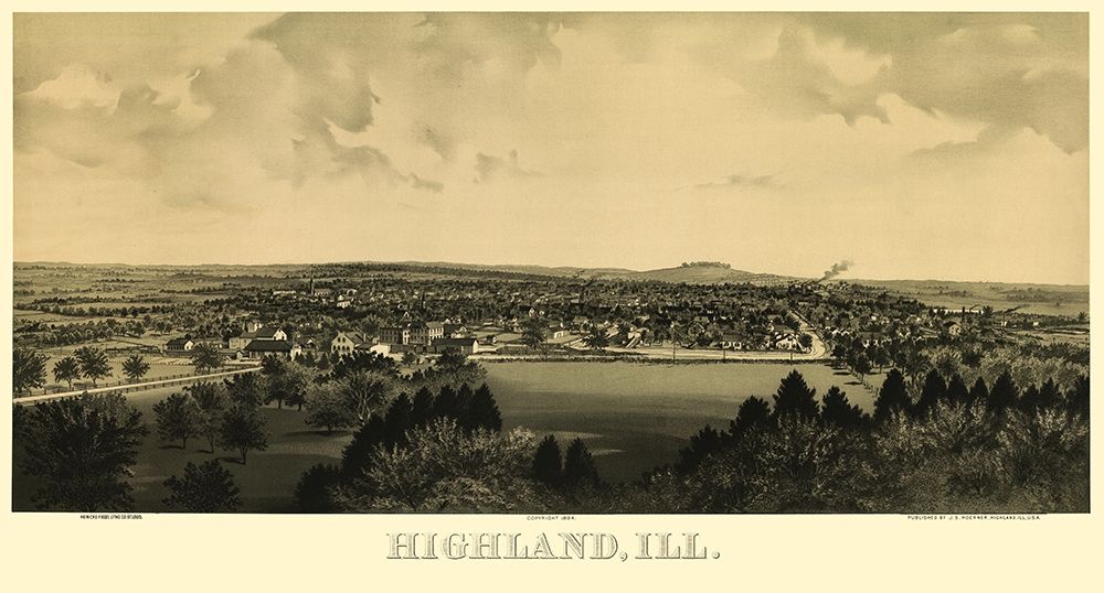 Highland Illinois - Hoerner 1894 art print by Hoerner for $57.95 CAD