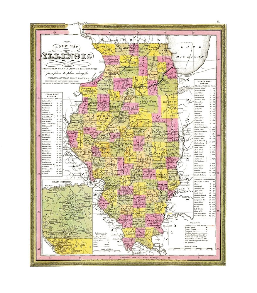 Illinois - Campbell 1850 art print by Campbell for $57.95 CAD
