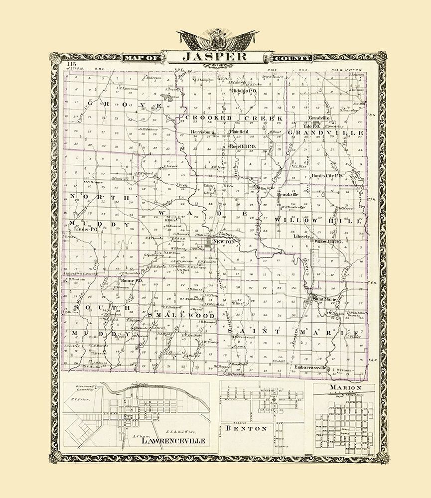 Jasper Illinois Landowner - Warner 1876 art print by Warner for $57.95 CAD