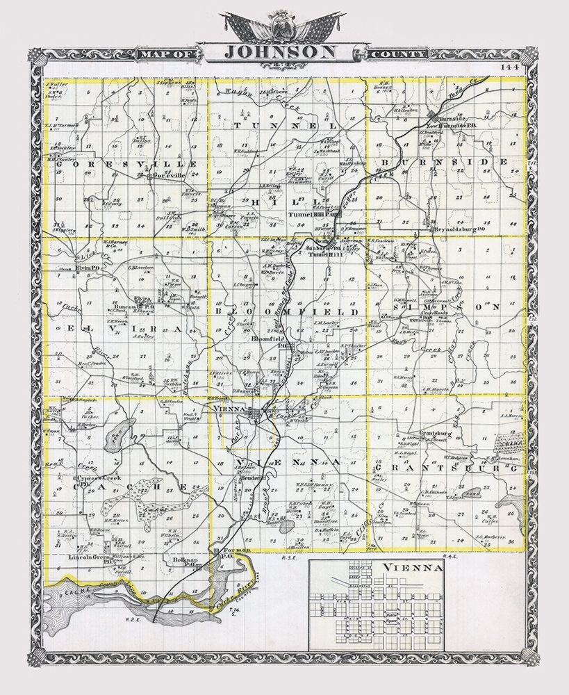 Johnson County  Illinois - Warner 1876 art print by Warner for $57.95 CAD