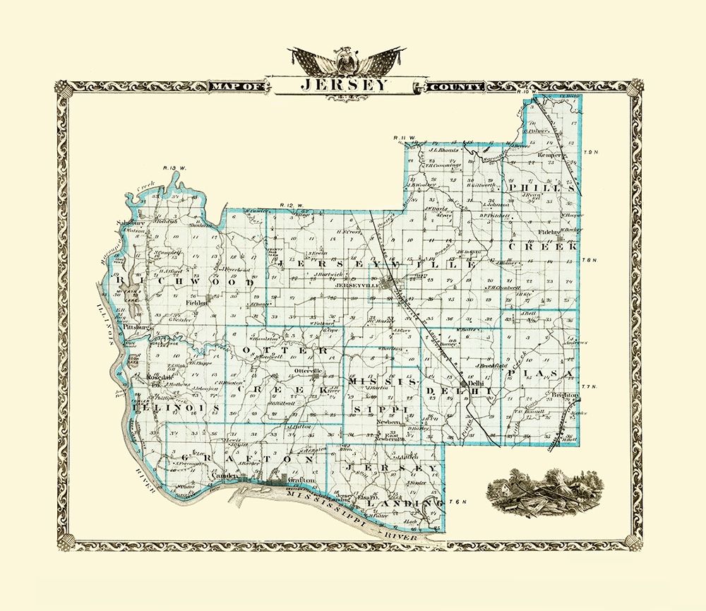 Jersey Illinois Landowner - Warner 1876 art print by Warner for $57.95 CAD