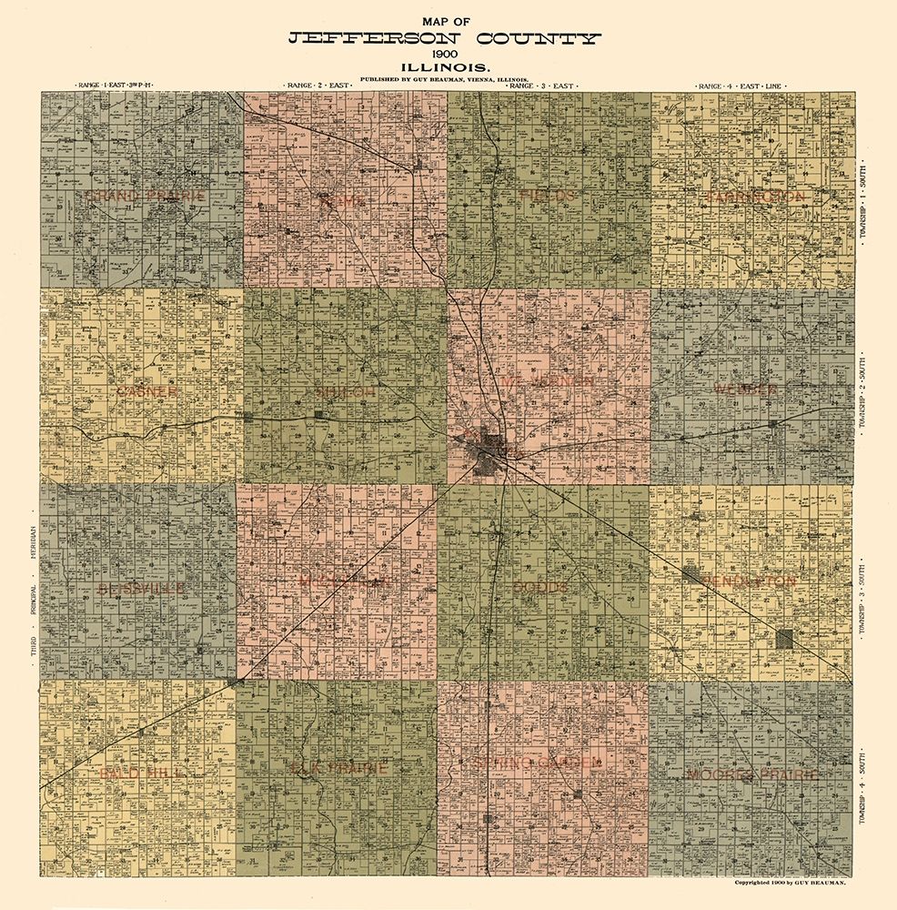 Jefferson County Illinois - Beauman 1900 art print by Beauman for $57.95 CAD