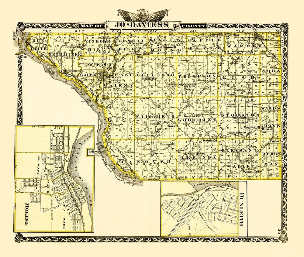 Jo Daviess Illinois Landowner - Warner 1870 art print by Warner for $57.95 CAD
