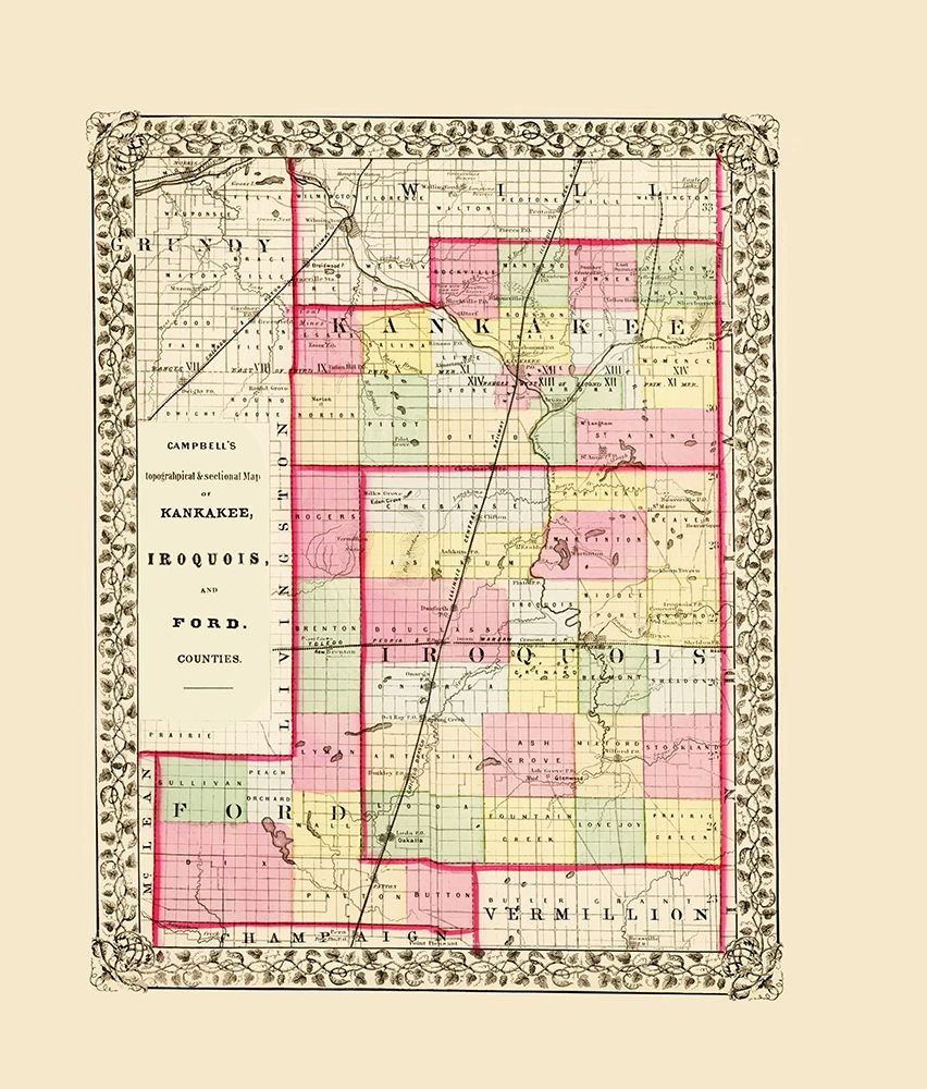 Kankee  Iroquois  Ford Illinois - Cambell 1870 art print by Cambell for $57.95 CAD