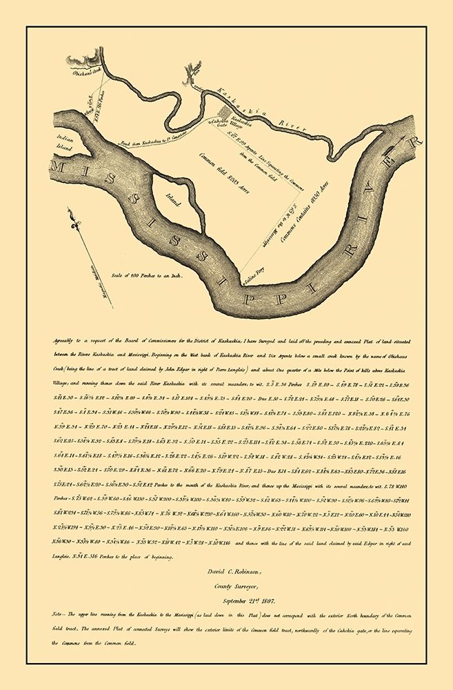 Kaskaskia, Mississippi River Illinois 1807 art print by Robinson for $57.95 CAD