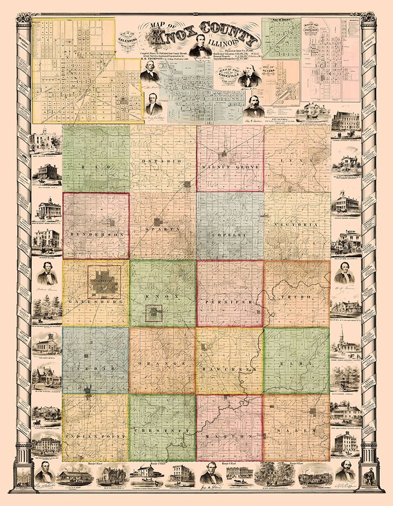 Knox Illinois Landowner - Thompson 1861 art print by Thompson for $57.95 CAD