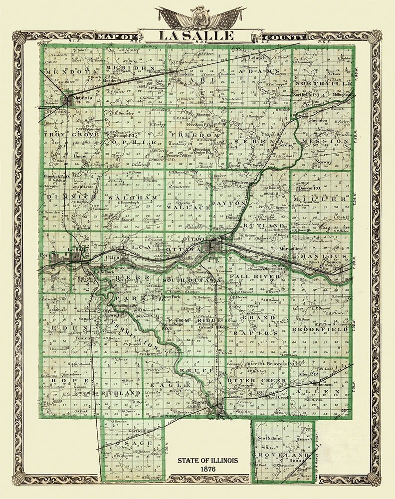 La Salle Illinois Landowner - Warner 1876 art print by Warner for $57.95 CAD