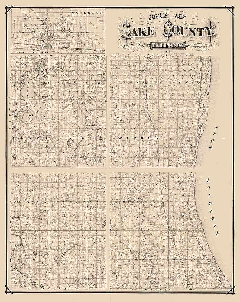 Lake County Illinois - Frost 1873 art print by Frost for $57.95 CAD