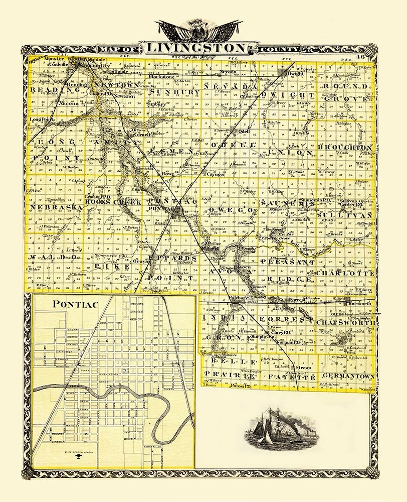 Livingston Illinois - Warner 1870 art print by Warner for $57.95 CAD