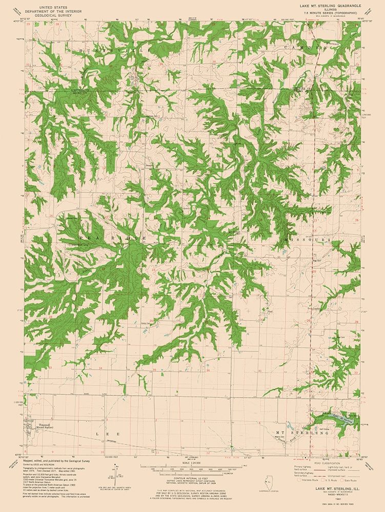 Lake Mt Sterling Illinois Quad - USGS 1981 art print by USGS for $57.95 CAD