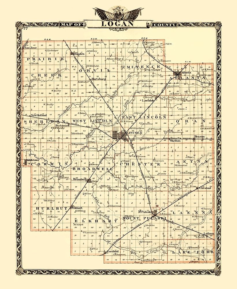 Logan Illinois Landowner - Warner 1870 art print by Warner for $57.95 CAD