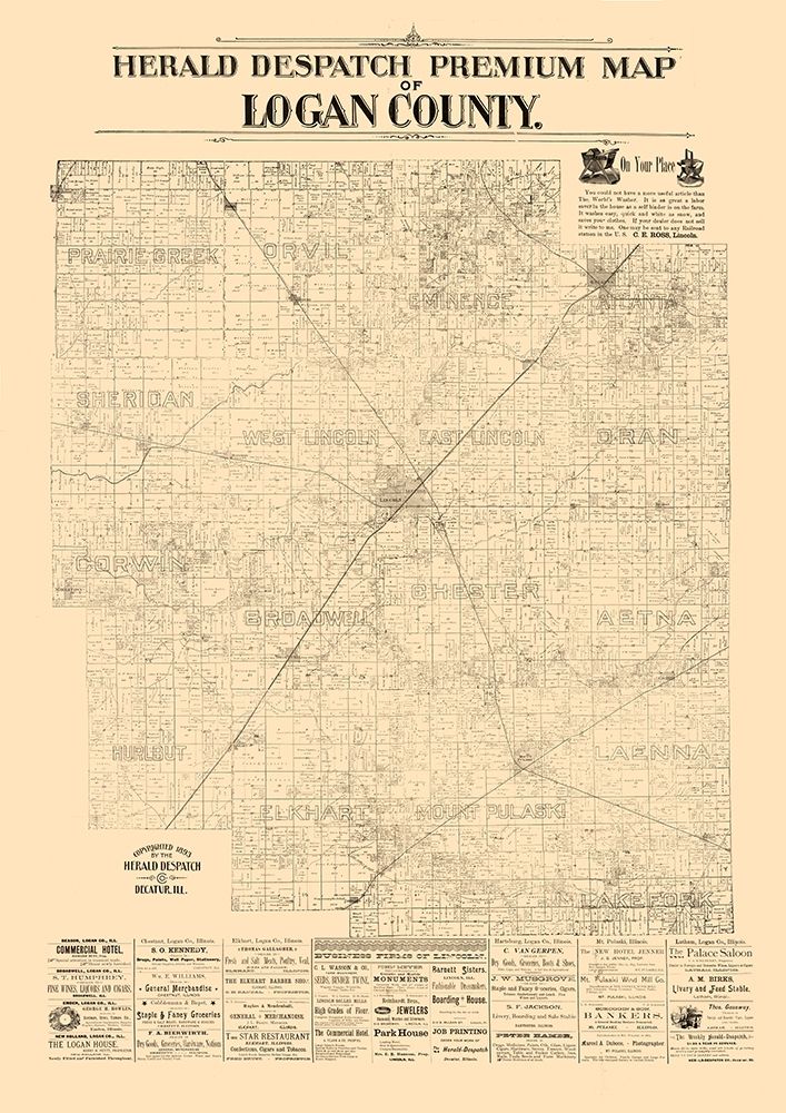 Logan County Illinois - Herald Despatch 1861 art print by Herald Despatch for $57.95 CAD