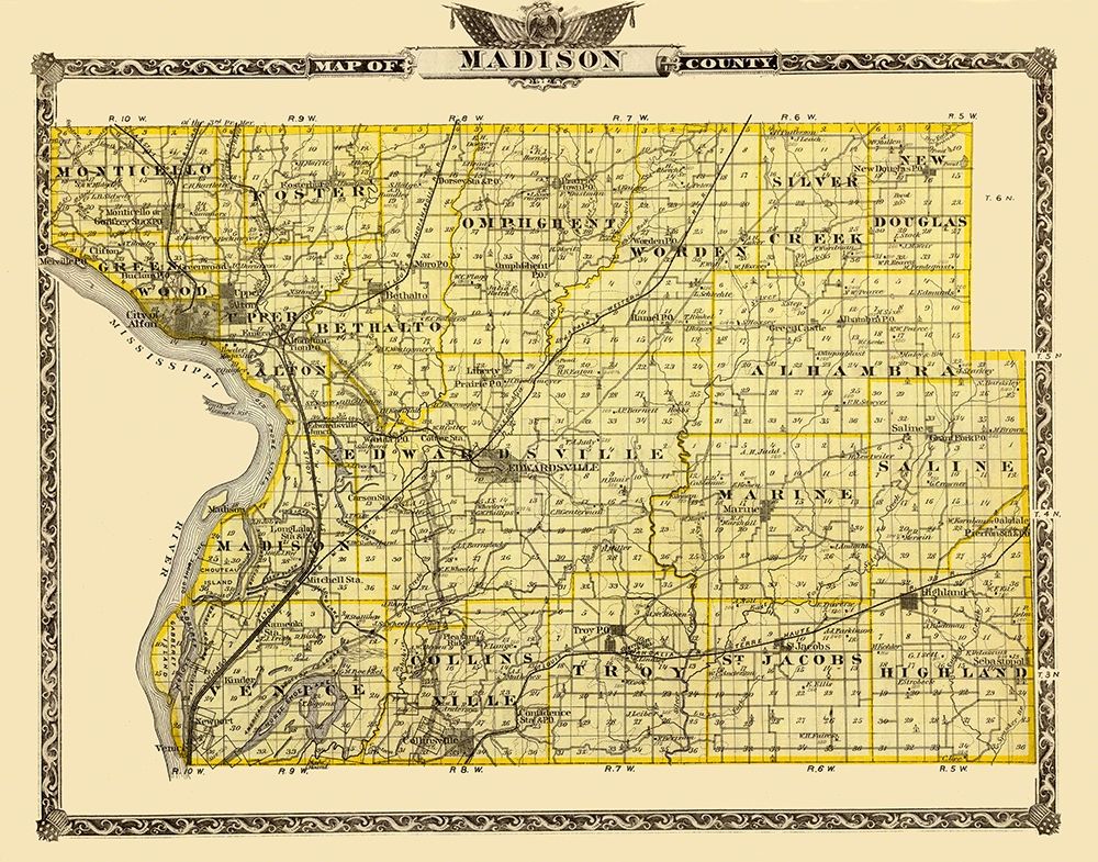 Madison Illinois Landowner - Warner 1876 art print by Warner for $57.95 CAD