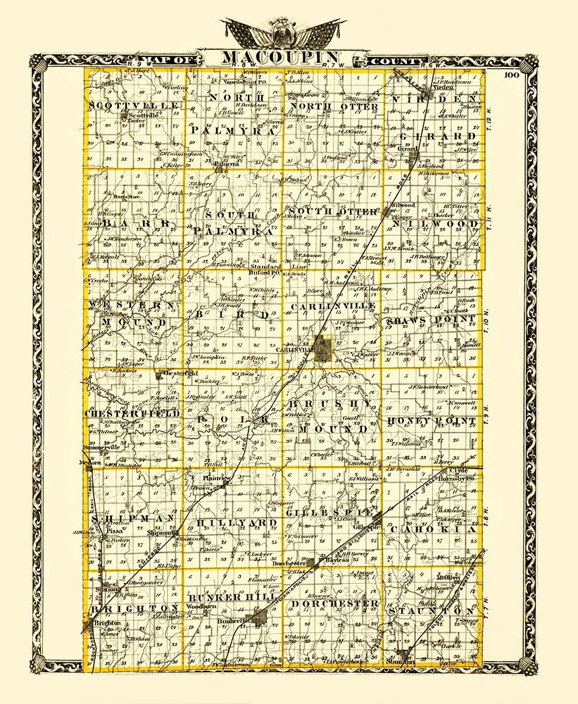 Macoupin Illinois Landowner - Warner 1870 art print by Warner for $57.95 CAD