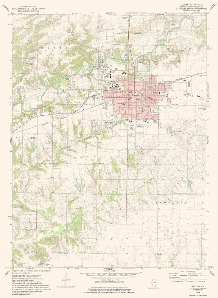 Macomb Illinois Quad - USGS 1974 art print by USGS for $57.95 CAD