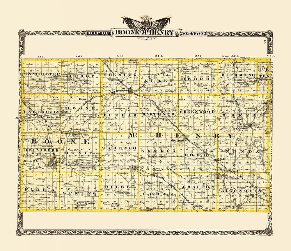 Mchenry Boone Illinois Landowner - Warner 1870 art print by Warner for $57.95 CAD