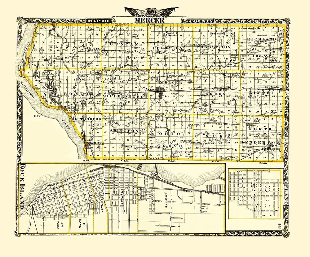 Mercer Illinois Landowner - Warner 1870 art print by Warner for $57.95 CAD