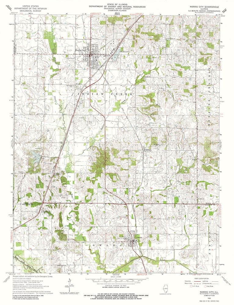 Norris City Illinois Quad - USGS 1963 art print by USGS for $57.95 CAD