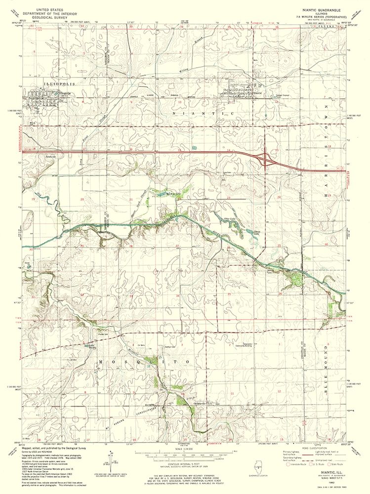 Niantic Illinois Quad - USGS 1982 art print by USGS for $57.95 CAD