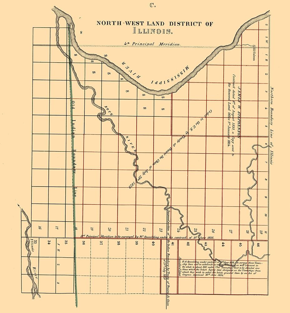 Northwest Land District Illinois - Spaulding 1836 art print by Spaulding for $57.95 CAD