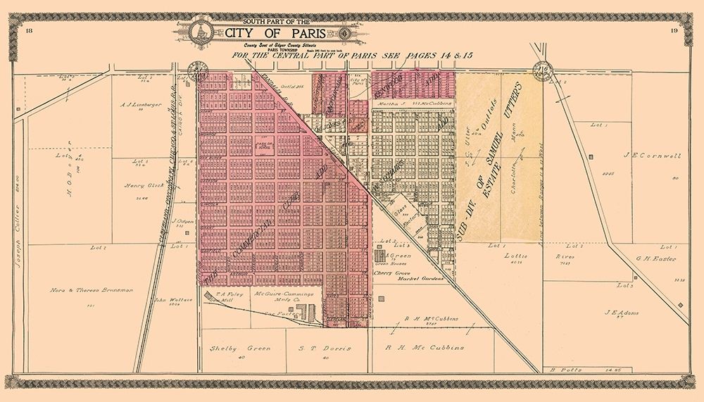 Southern Paris  Illinois - Ogle 1910 art print by Ogle for $57.95 CAD