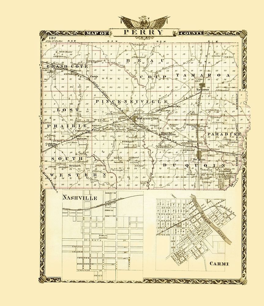 Perry Illinois Landowner - Warner 1876 art print by Warner for $57.95 CAD