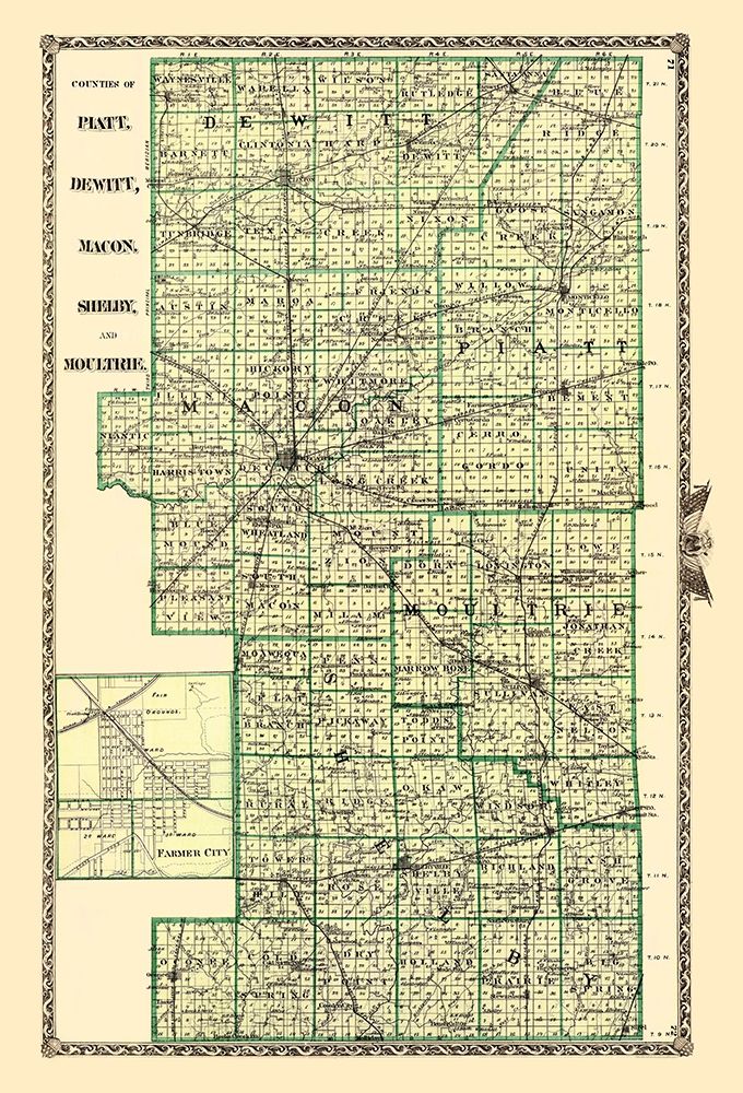 Piatt Dewitt Macon Shelby Moultrie Illinois art print by Warner for $57.95 CAD