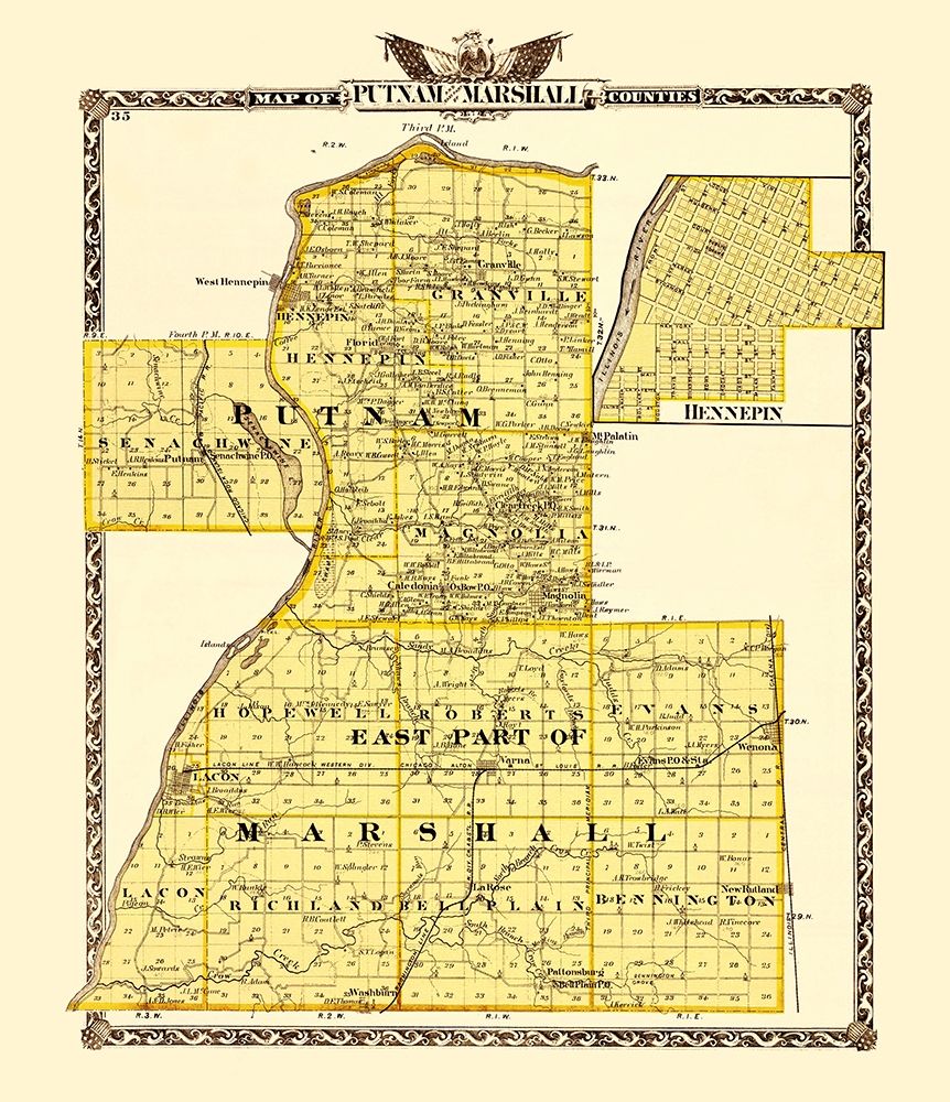 Putnam  Marshall Illinois - Warner 1870 art print by Warner for $57.95 CAD