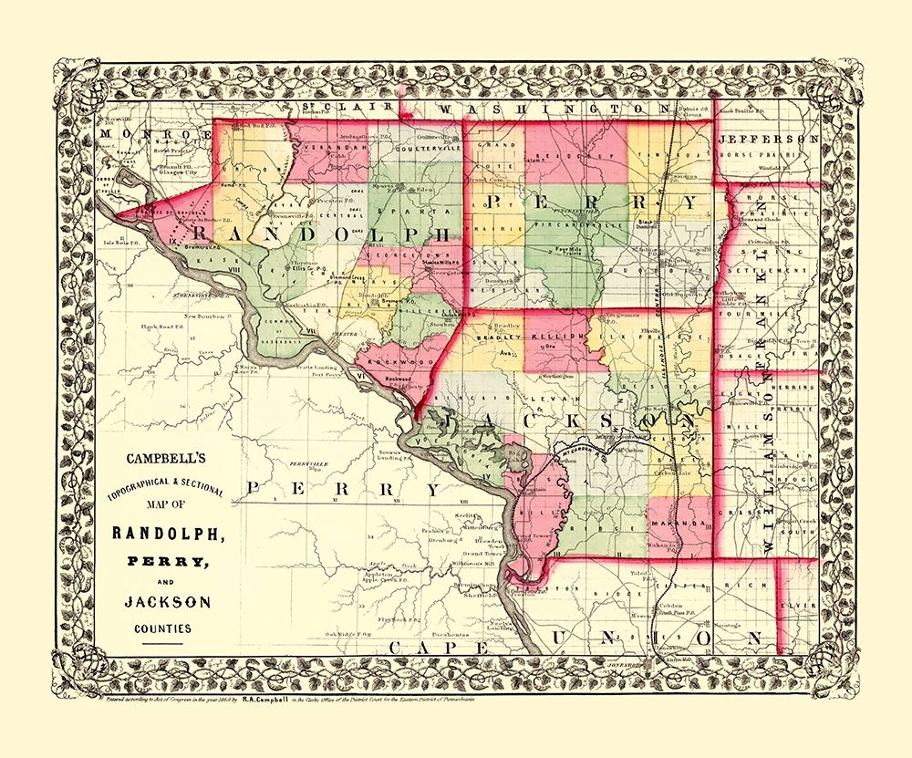 Randolph  Perry  Jackson Illinois - Campbell 1850 art print by Campbell for $57.95 CAD