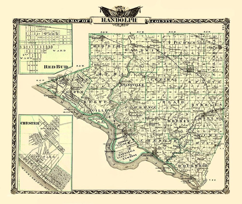 Randolph Illinois Landowner - Warner 1870 art print by Warner for $57.95 CAD