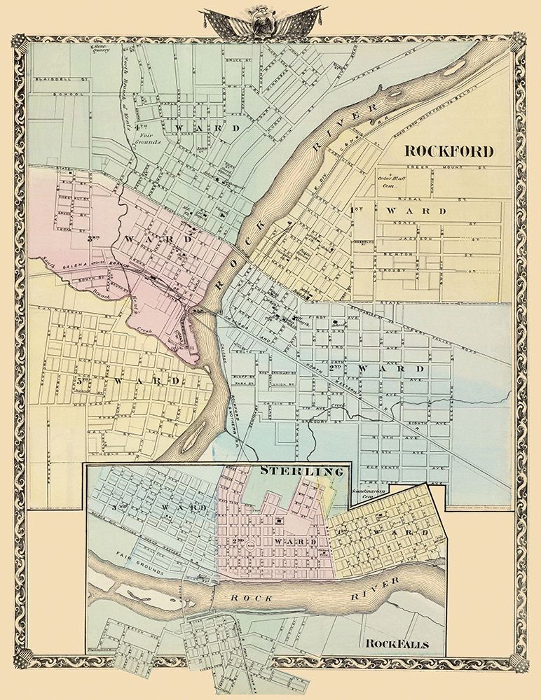 Rockford, Sterling, Rock Falls Illinois art print by Warner for $57.95 CAD