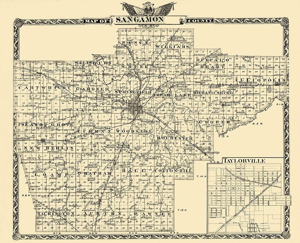 Sangamon Illinois Landowner - Warner 1876 art print by Warner for $57.95 CAD