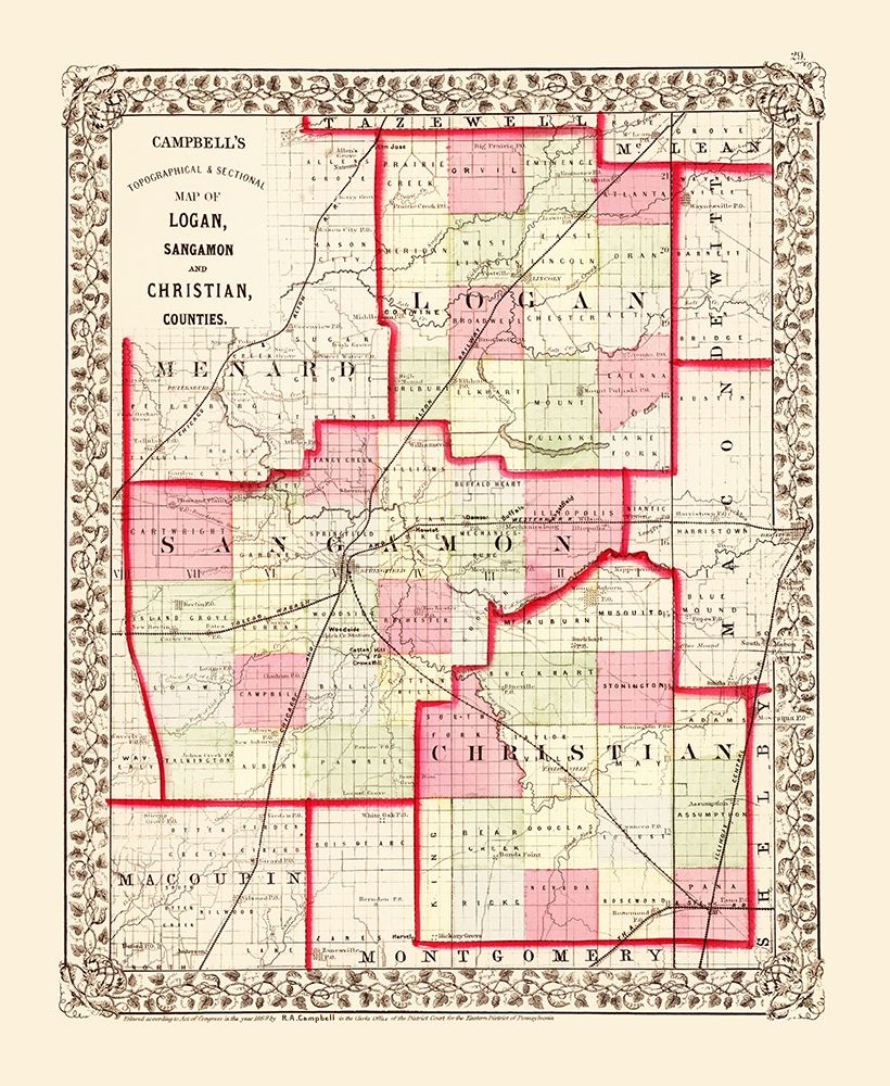 Sangamon  Logan  Christian Illinois - Campbell art print by Campbell for $57.95 CAD