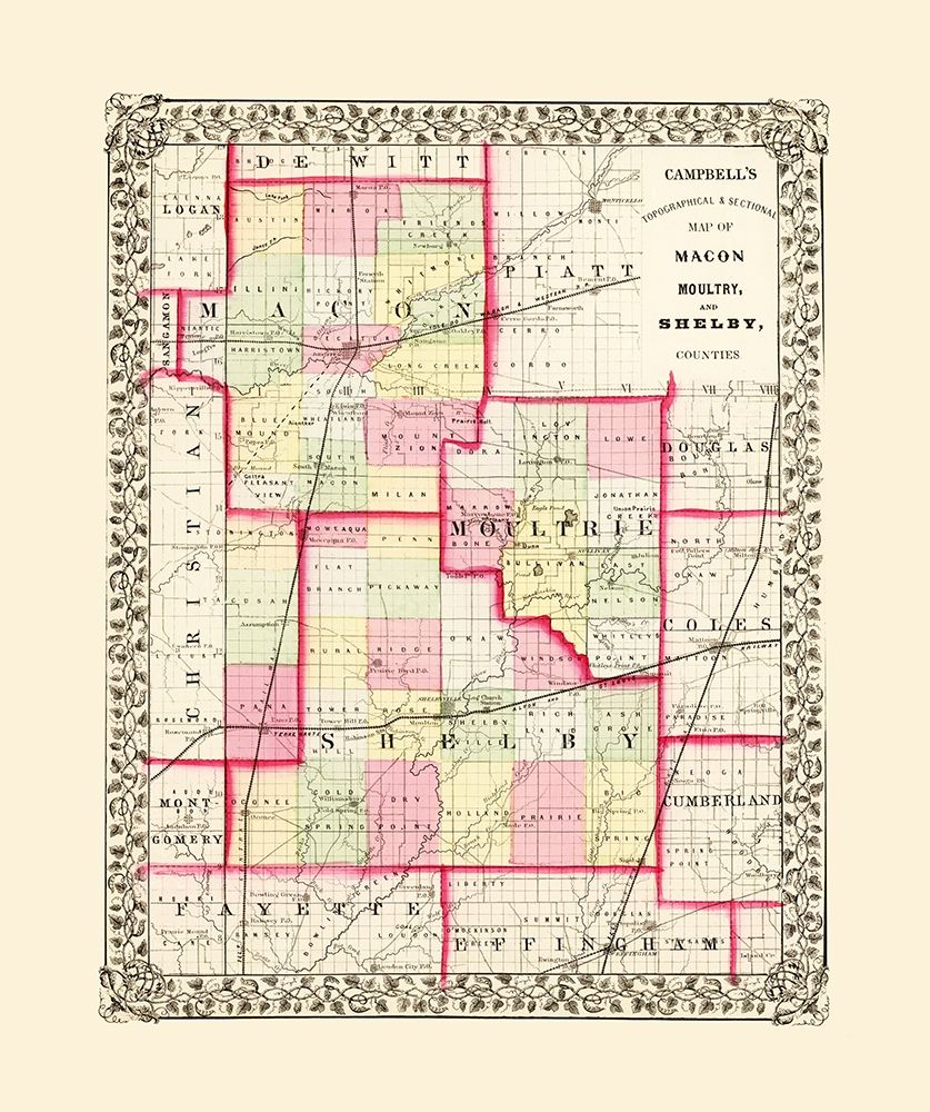 Shelby  Moultrie  and Macon Illinois art print by Campbell for $57.95 CAD