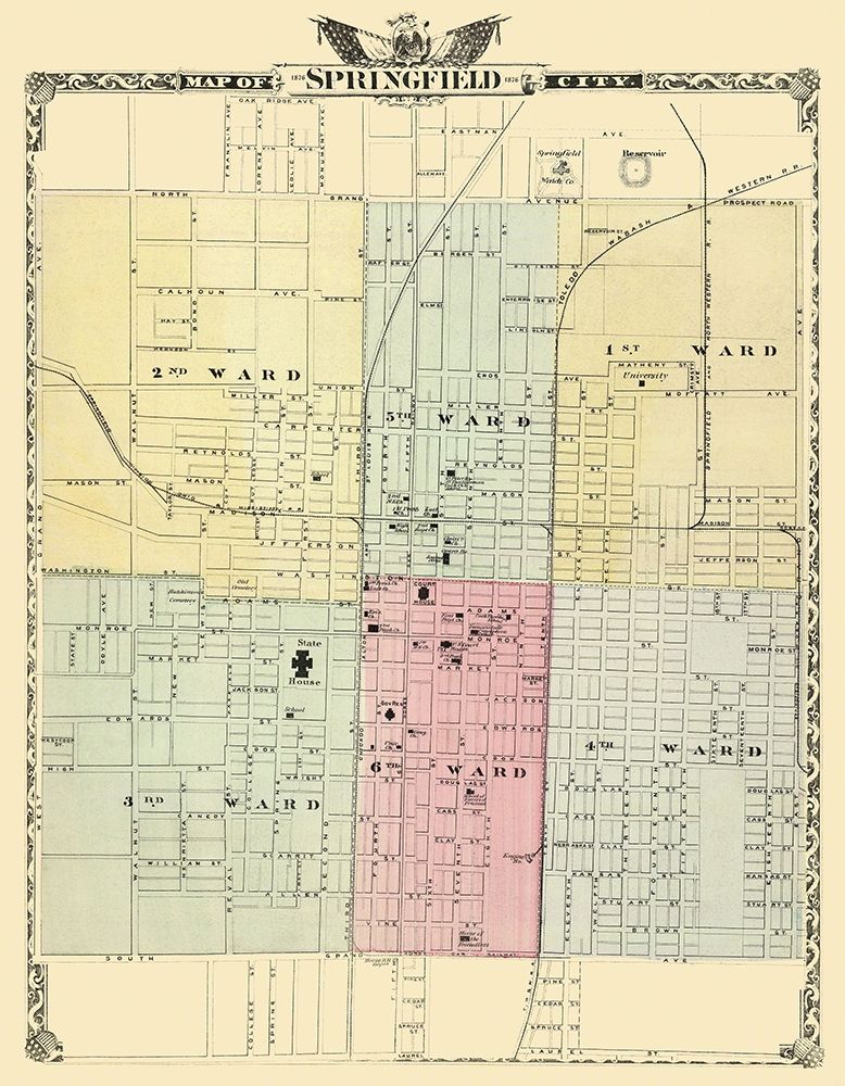 Springfield Illinois - Warner 1876 art print by Warner for $57.95 CAD