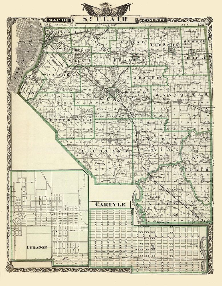 St Clair Illinois Landowner - Warner 1876 art print by Warner for $57.95 CAD