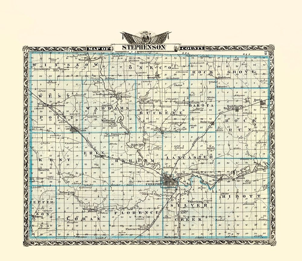 Stephenson Illinois Landowner - Warner 1876 art print by Warner for $57.95 CAD