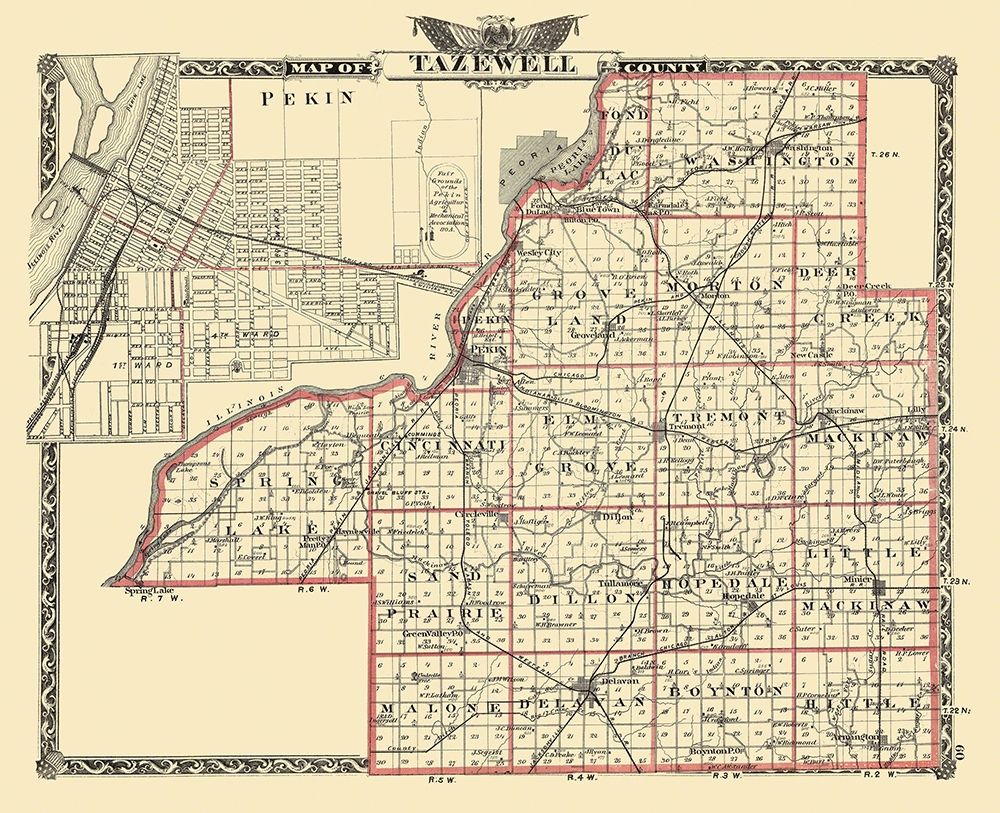 Tazewell Illinois Landowner - Warner 1876 art print by Warner for $57.95 CAD