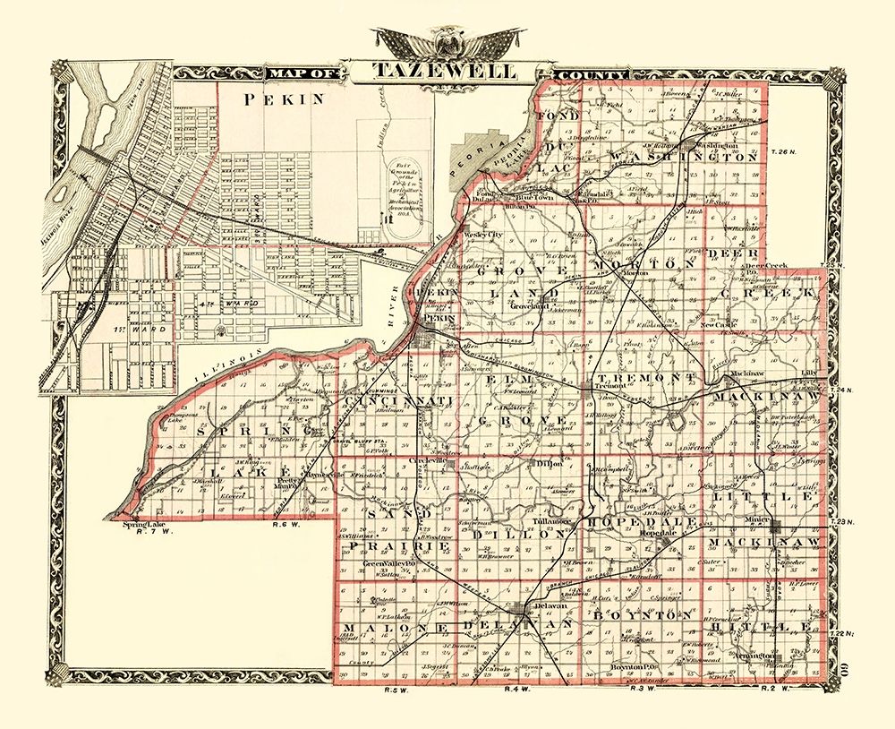 Tazewell Illinois Landowner - Warner 1870 art print by Warner for $57.95 CAD