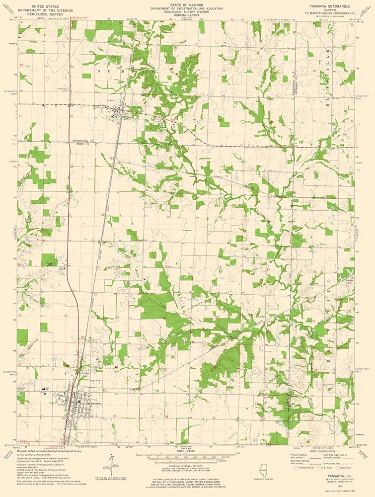 Tamaroa Illinois Quad - USGS 1975 art print by USGS for $57.95 CAD
