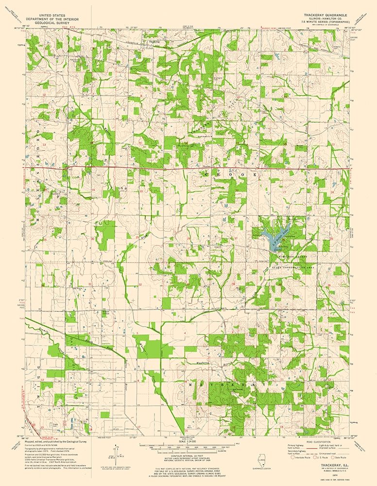 Thackeray Illinois Quad - USGS 1974 art print by USGS for $57.95 CAD