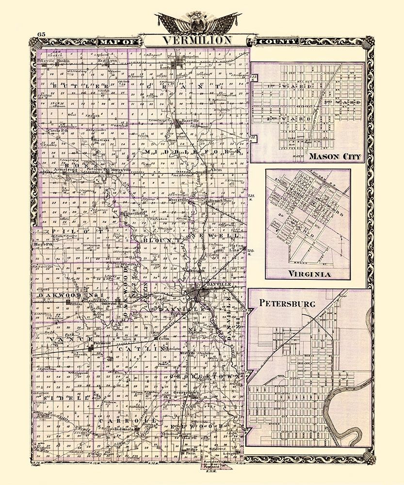 Vermilion Illinois Landowner - Warner 1870 art print by Warner for $57.95 CAD