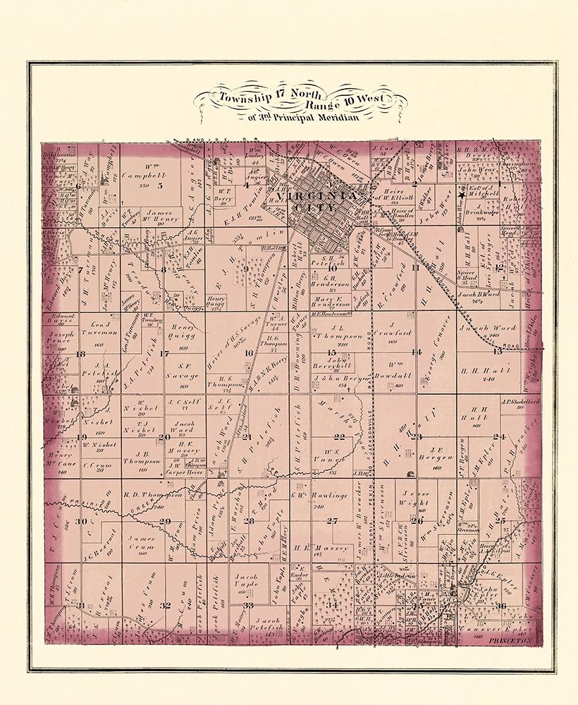 Virginia Illinois Landowner - Brink 1874 art print by Brink for $57.95 CAD