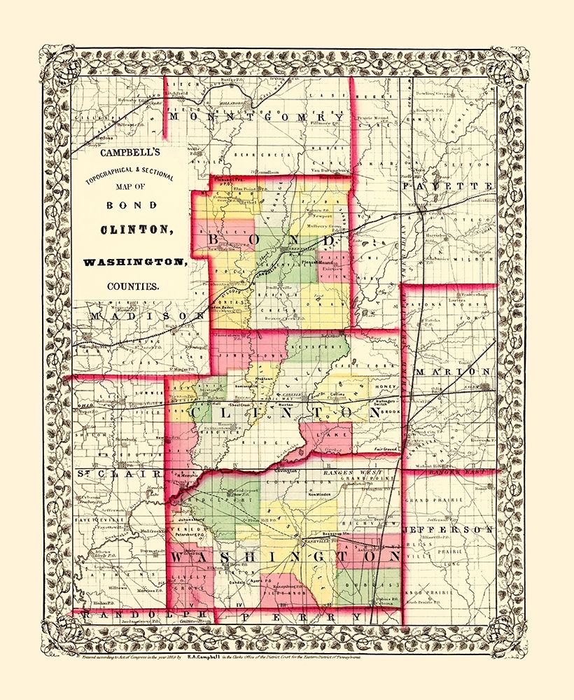 Washington  Bond  Clinton Illinois - Campbell 1850 art print by Campbell for $57.95 CAD