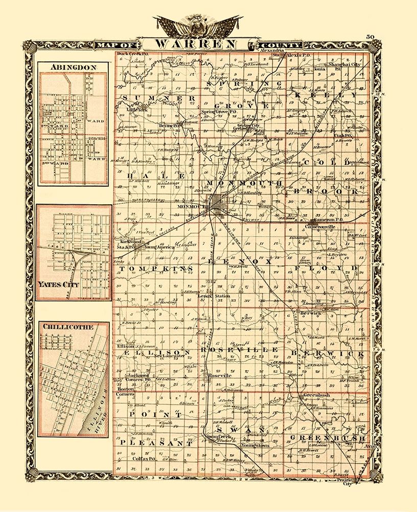 Warren Illinois Landowner - Warner 1870 art print by Warner for $57.95 CAD