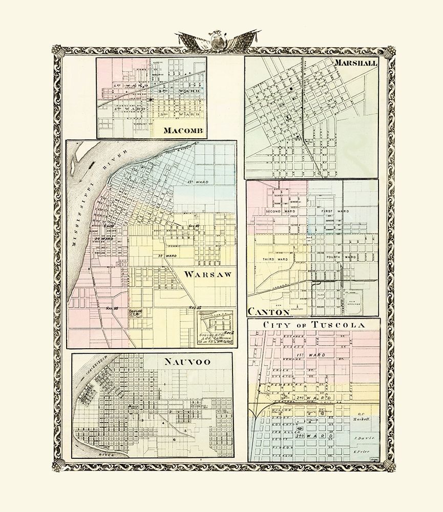 Macomb, Marshall, Warsaw, Canton, Nauvoo, Tuscola art print by Warner for $57.95 CAD