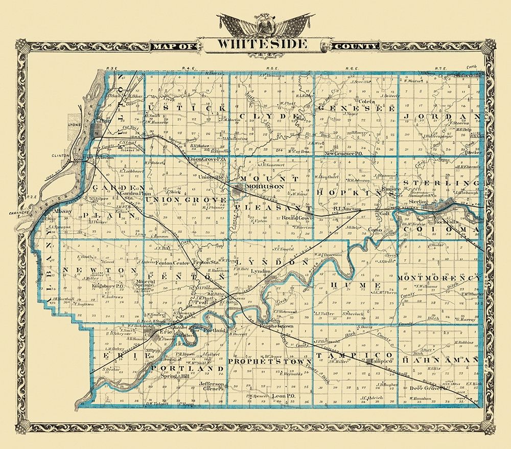 Whiteside Illinois Landowner - Warner 1876 art print by Warner for $57.95 CAD