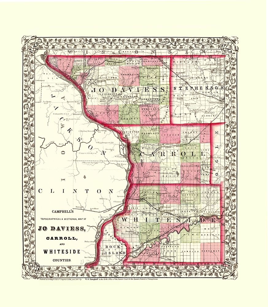 Whiteside  Jo Daviess  Carroll Illinois art print by Campbell for $57.95 CAD