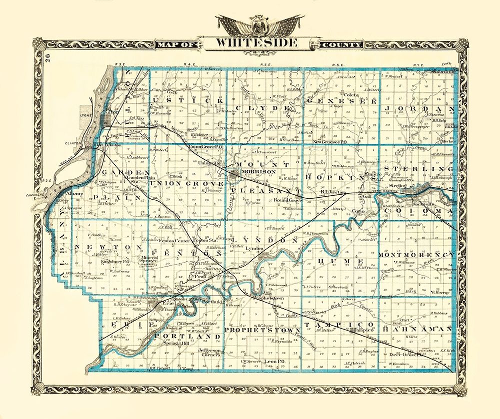 Whiteside Illinois Landowner - Warner 1870 art print by Warner for $57.95 CAD